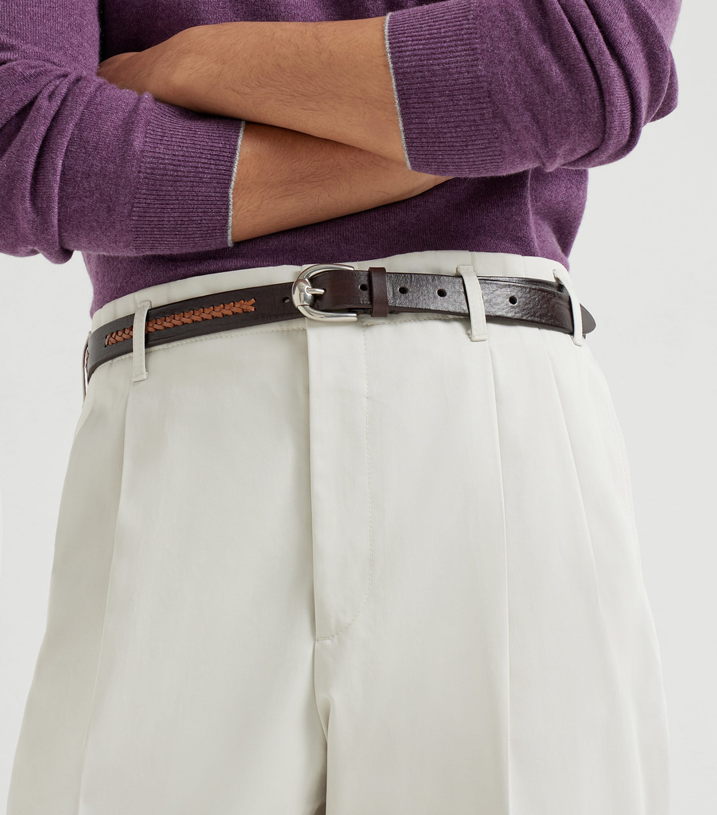 Cotton Satin Straight Tailored Trousers C4807 Image 5