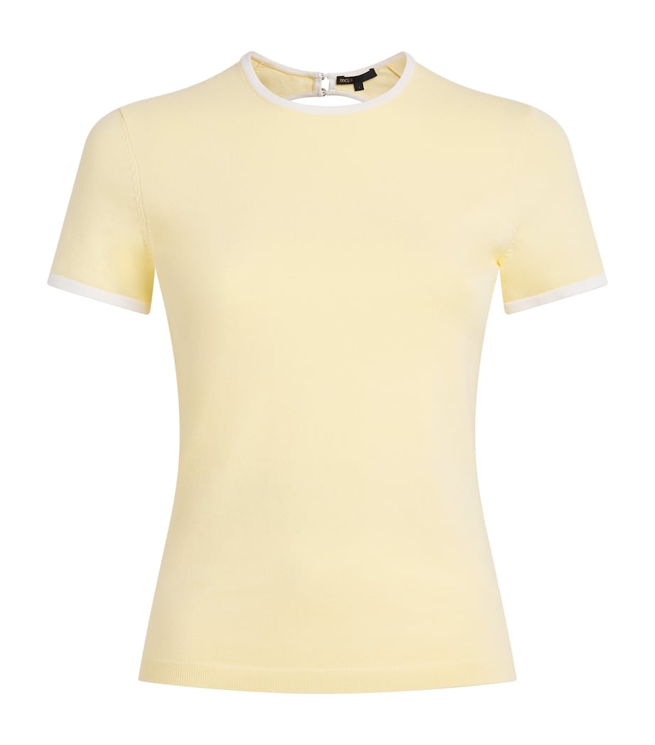 Maje Womens Keyhole Cut-Out T-Shirt Pale Yellow Image 1