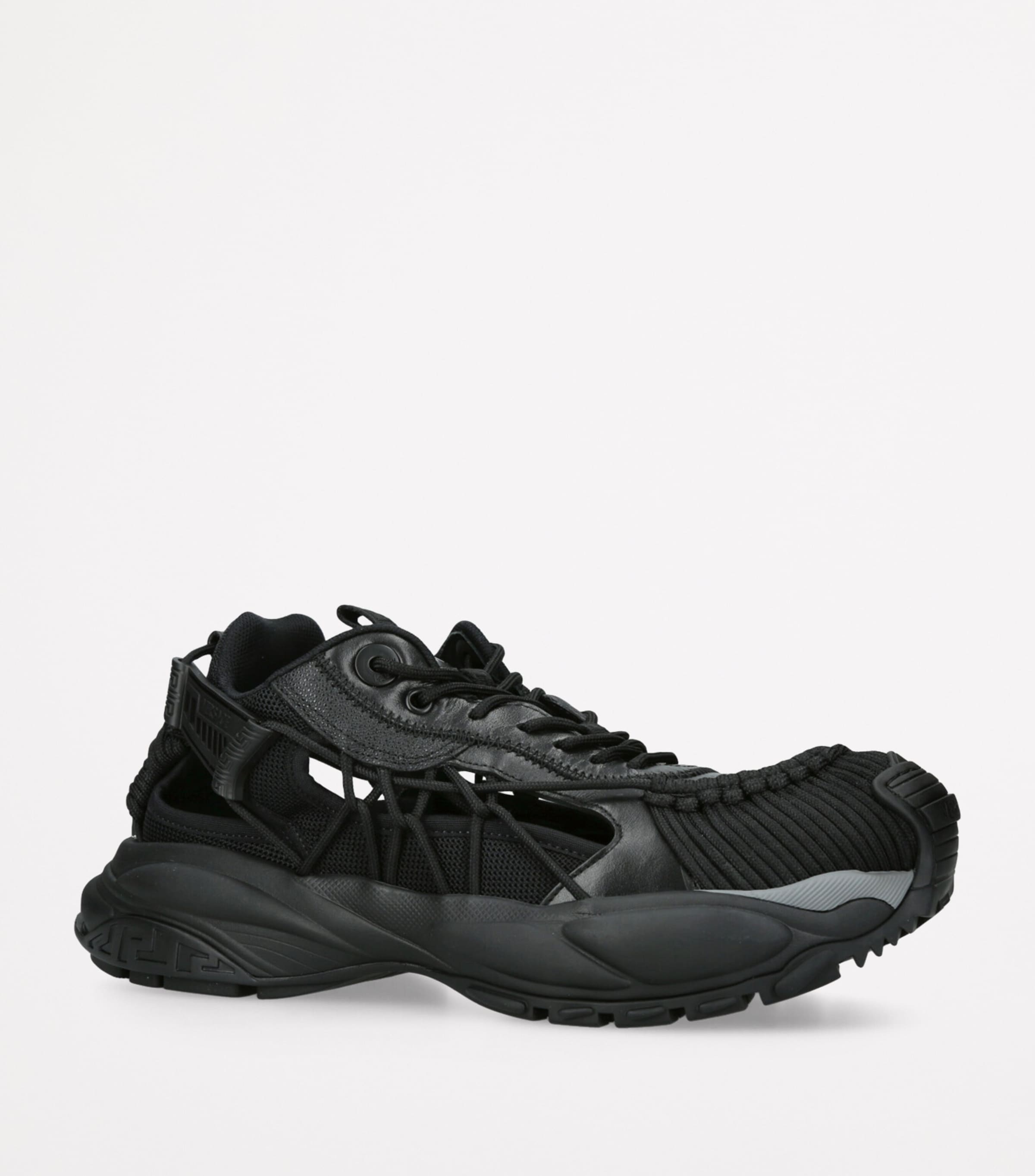 Versace Leather Cut-Out Sneakers Black Image 3