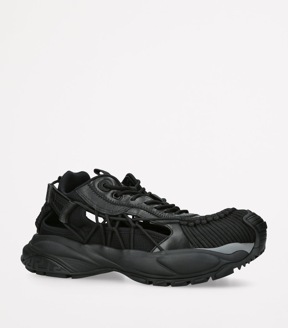 Versace Leather Cut-Out Sneakers Black Image 3