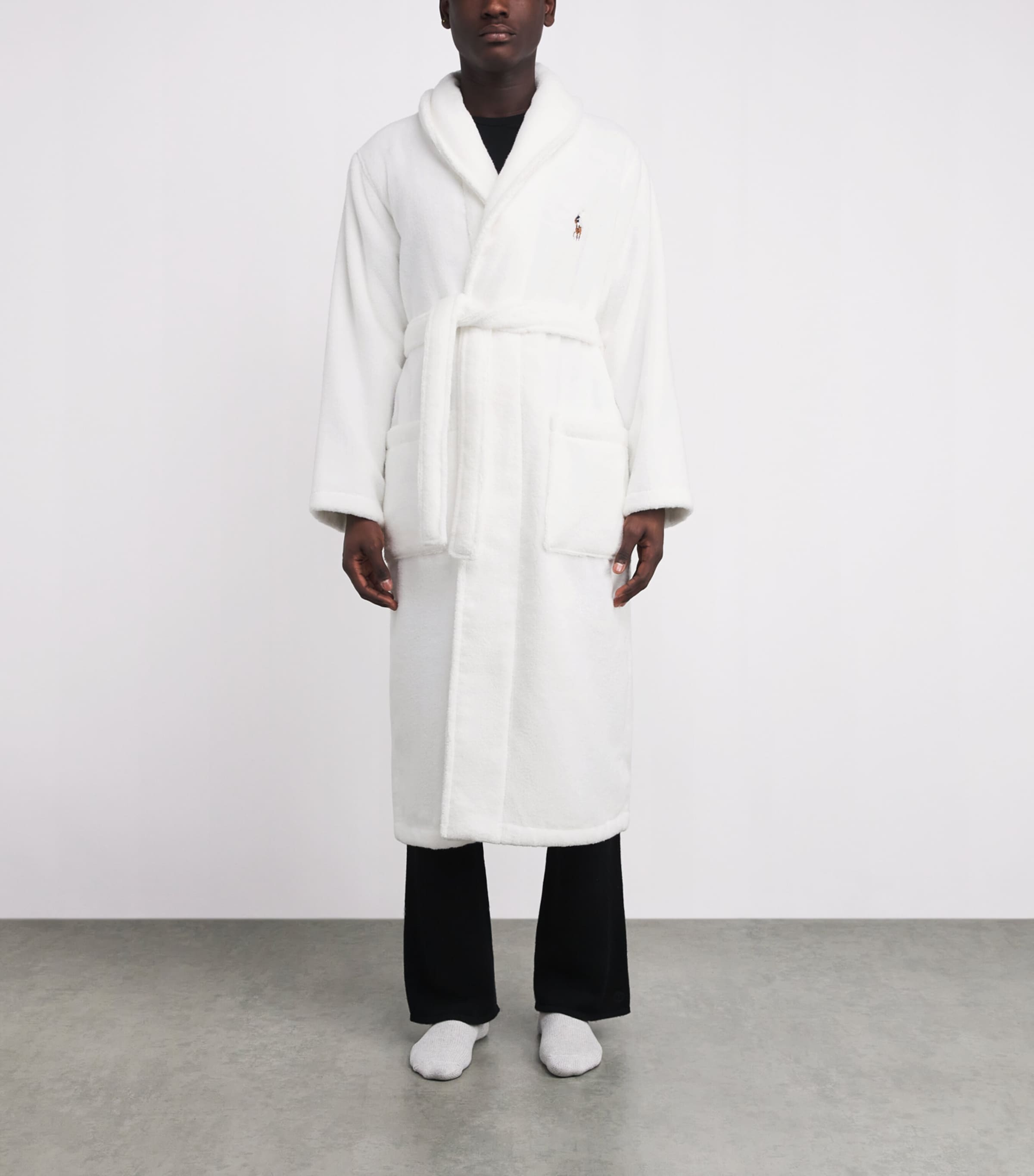 Cotton Terry Polo Bear Robe WHITE Image 3