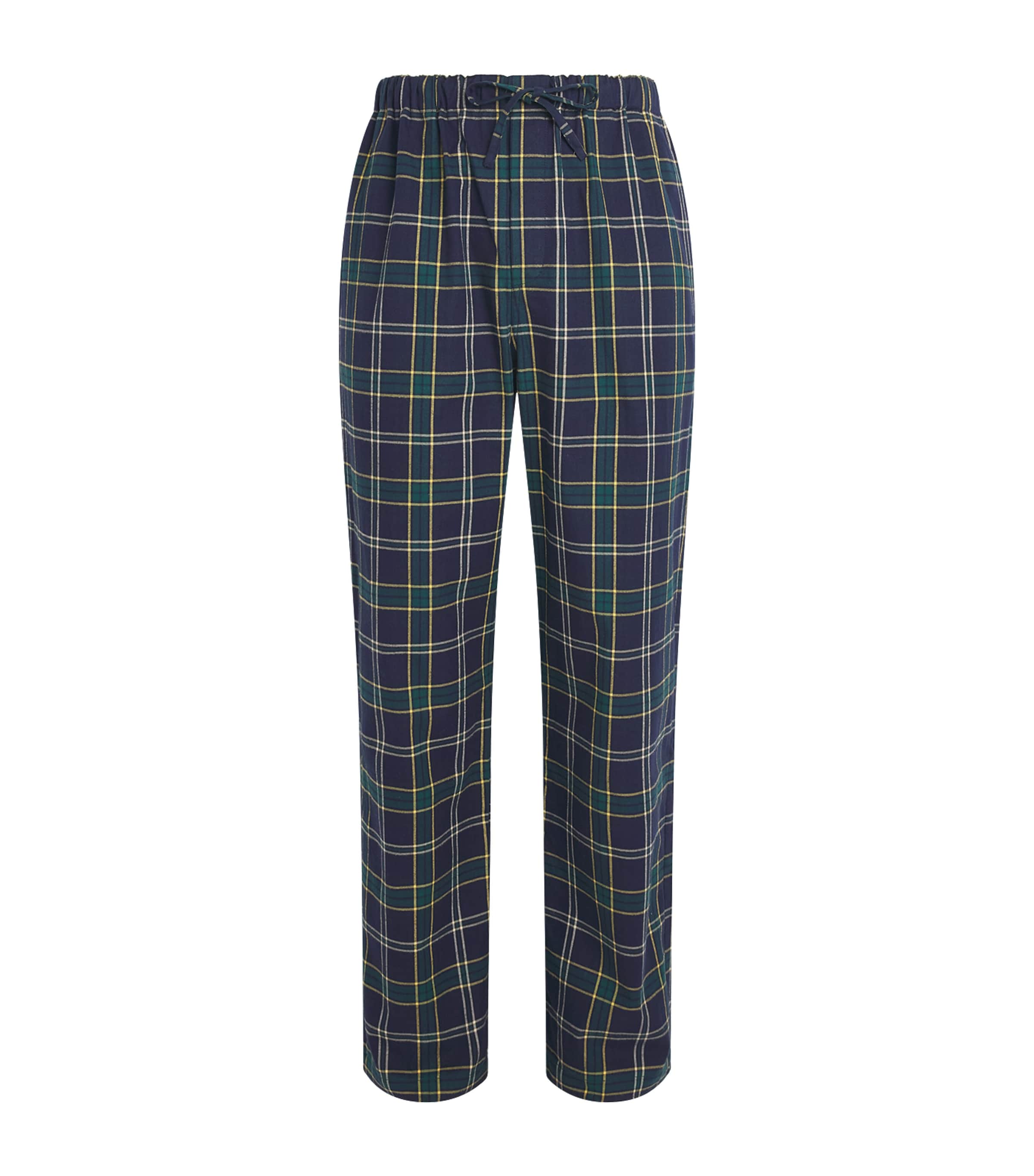 Harrods Mens Cotton Tartan Pyjama Trousers Navy Image 1