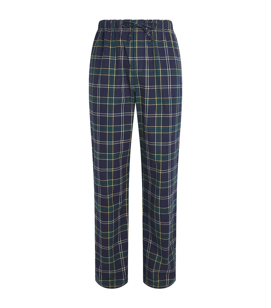 Harrods Mens Cotton Tartan Pyjama Trousers Navy Image 1