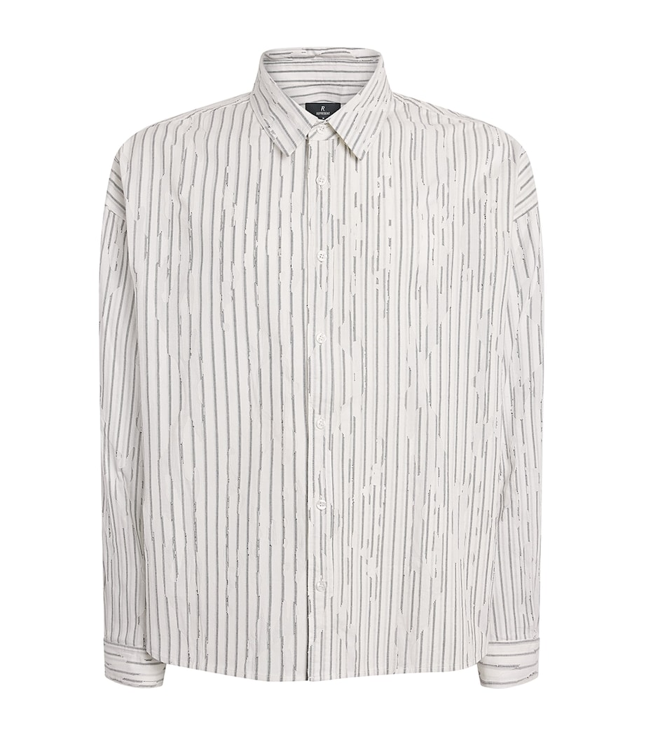 Represent Mens Cotton Stripe Teared Shirt Flat White Image 1