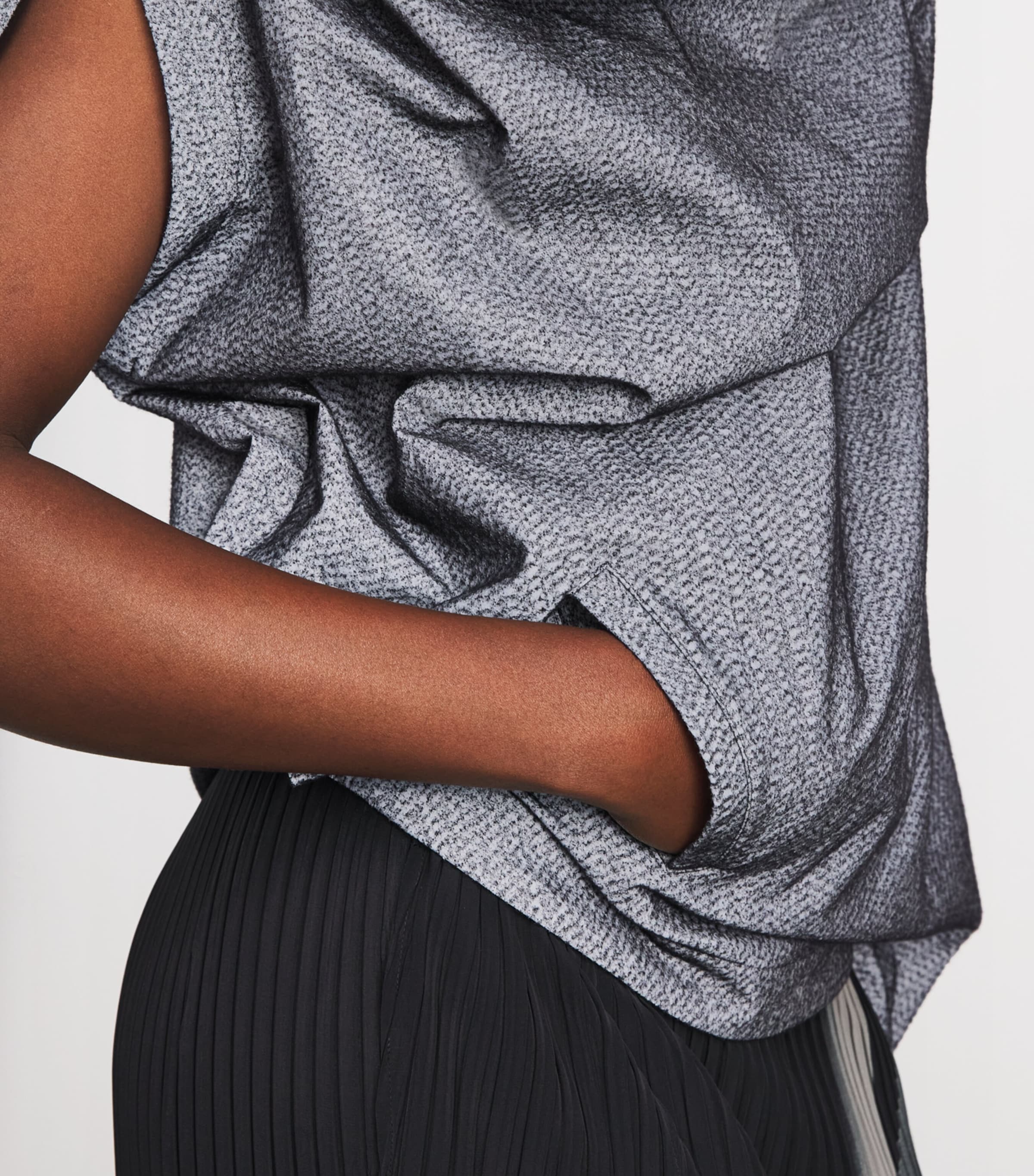 Issey Miyake Womens Reflection Asymmetric Top Grey Image 3