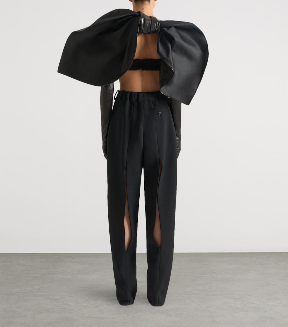 Wool Cut-Out Trousers BLACK Image 4