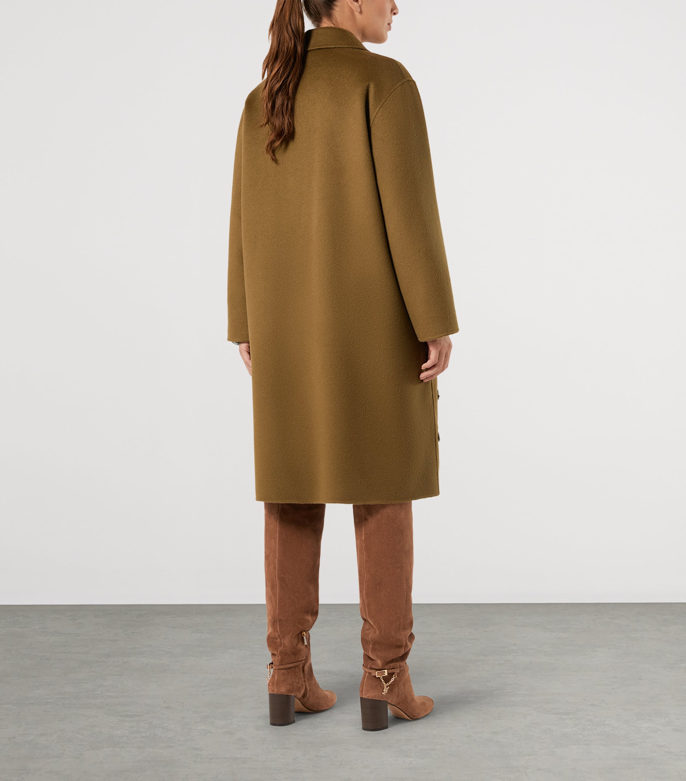 Marina Rinaldi Womens Virgin Wool Embellished Coat Kaki Image 4