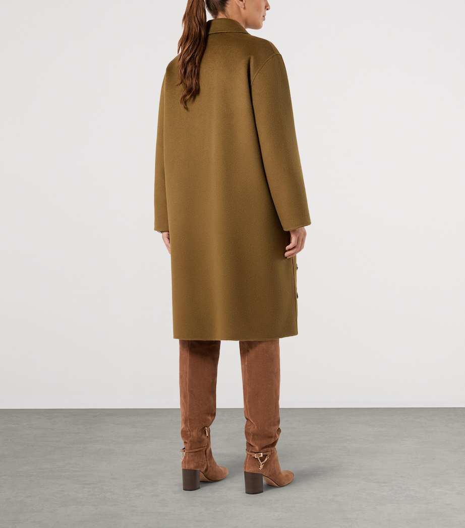 Marina Rinaldi Womens Virgin Wool Embellished Coat Kaki Image 4