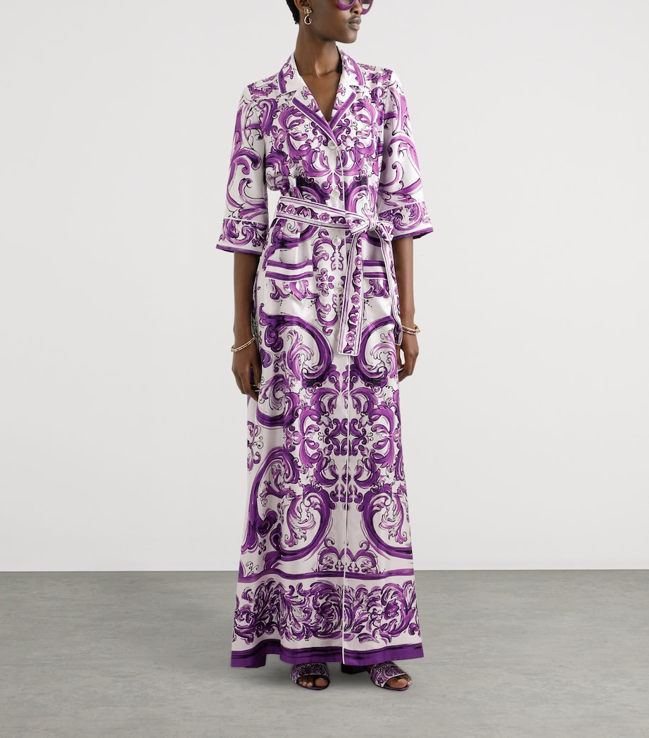 Dolce&Gabbana Womens Silk Majolica Print Maxi Dress Mix Maiolica Image 2