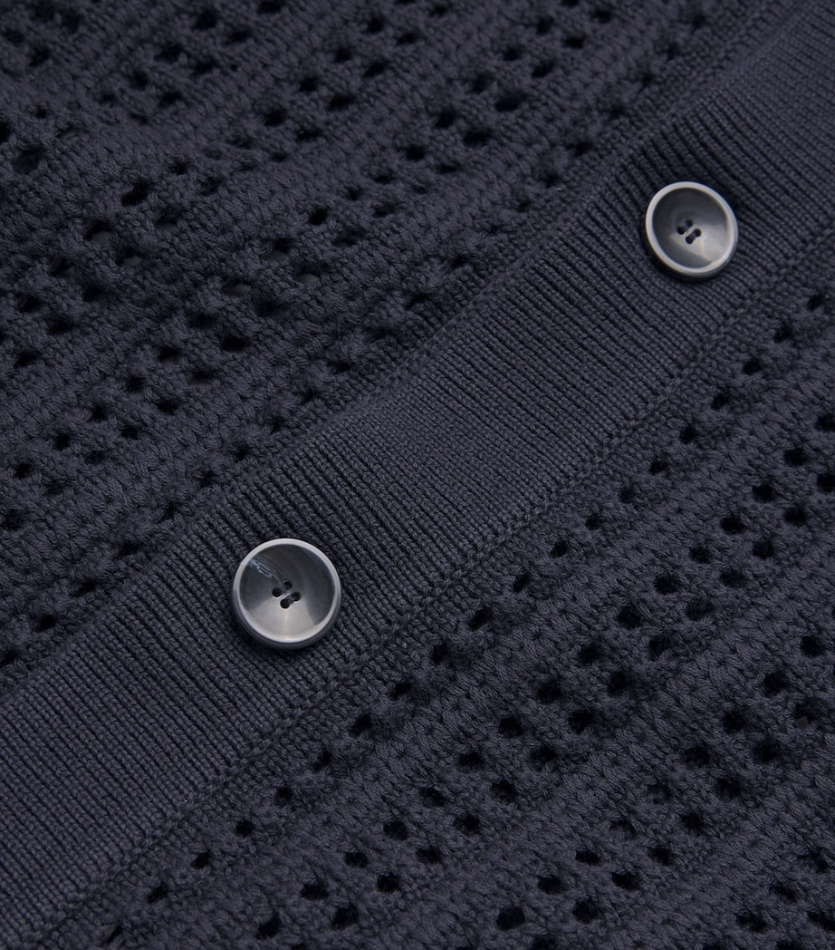 Cotton Evening Polo Cardigan NAVY Image 5