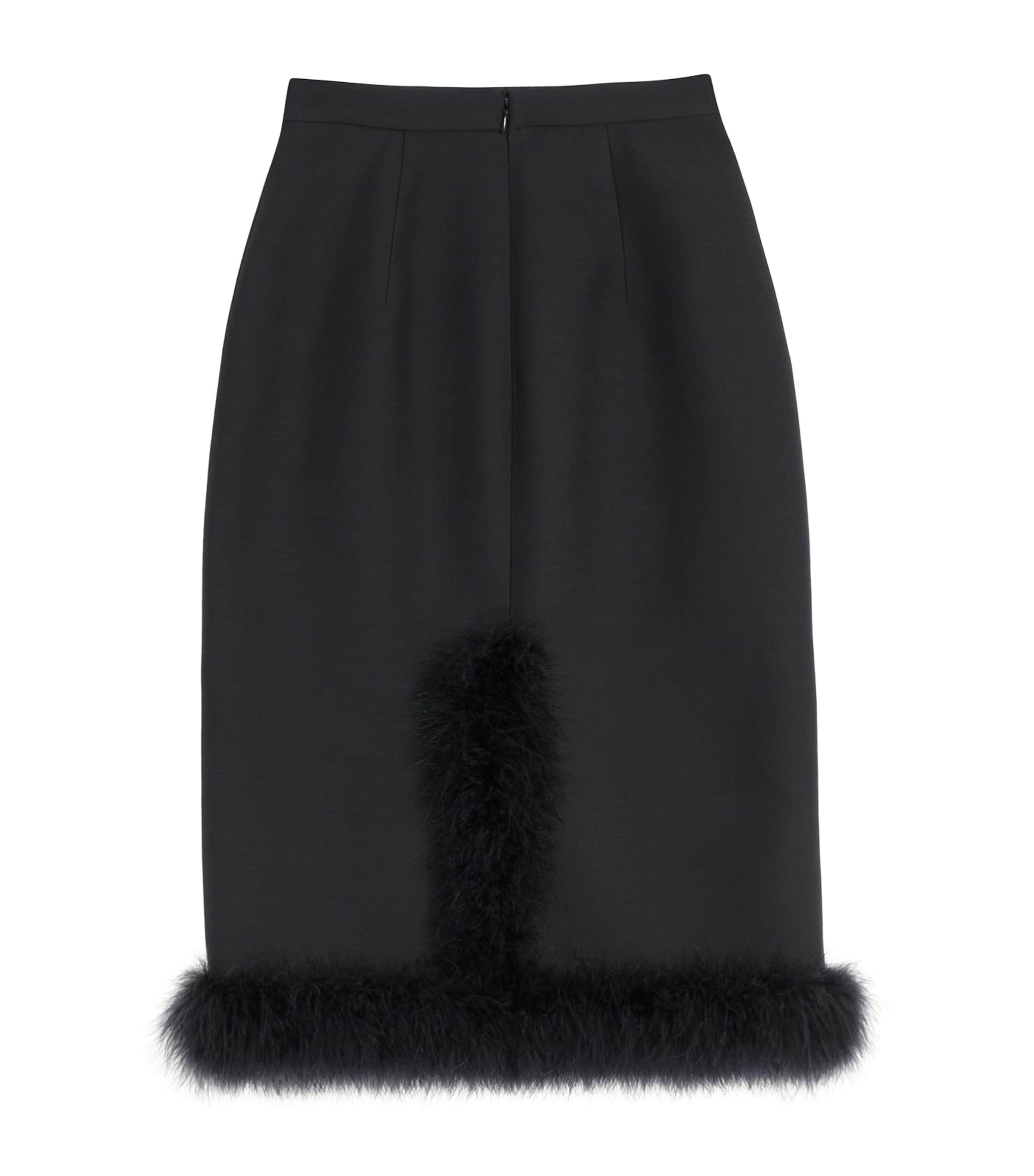 Virgin Wool-Silk-Feather Midi Skirt 0NO Image 2