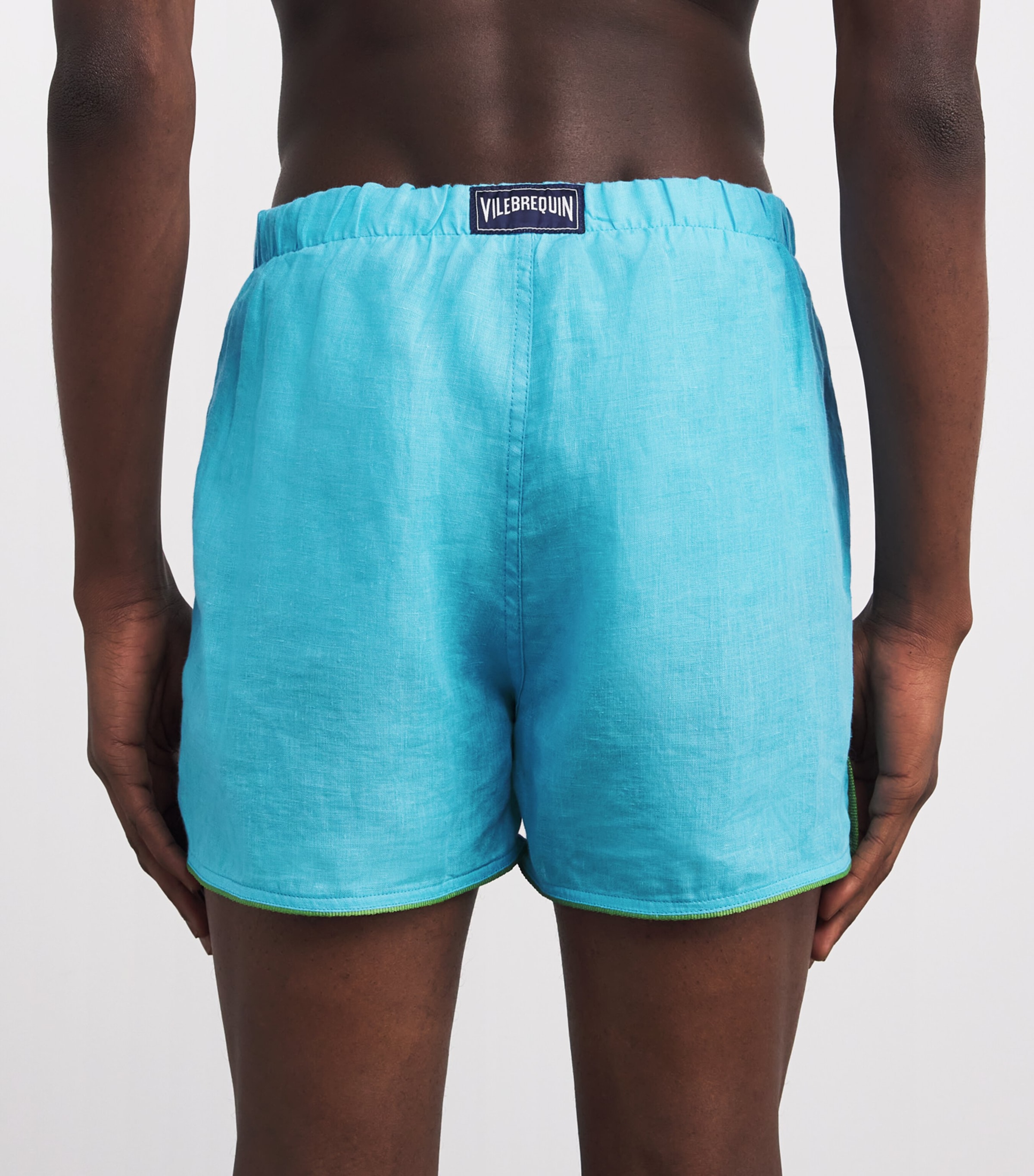 Vilebrequin Mens Linen Maurice Swimshorts Blue Topaz Image 4