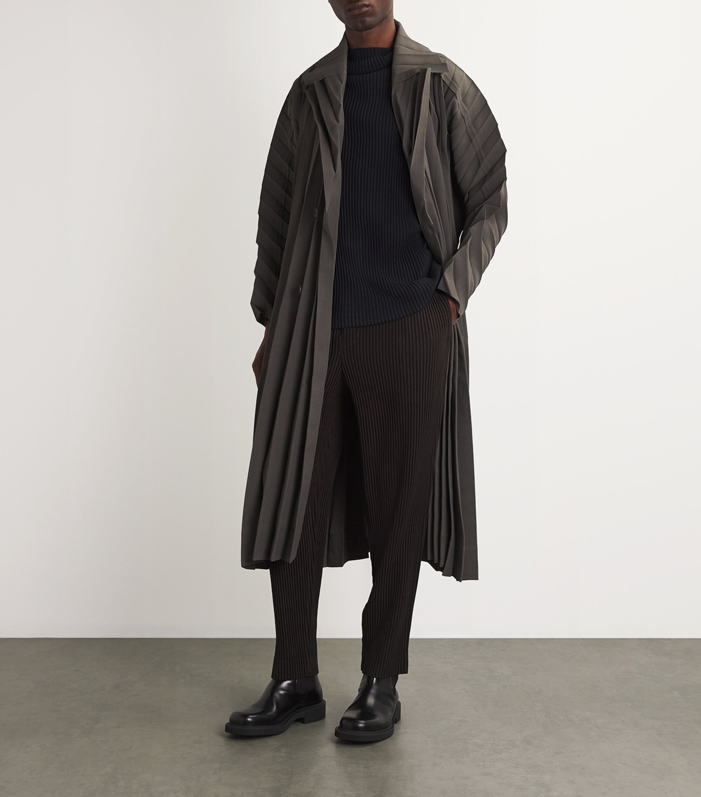 Homme Plissé Issey Miyake Black Pleated High-Neck Tank Top