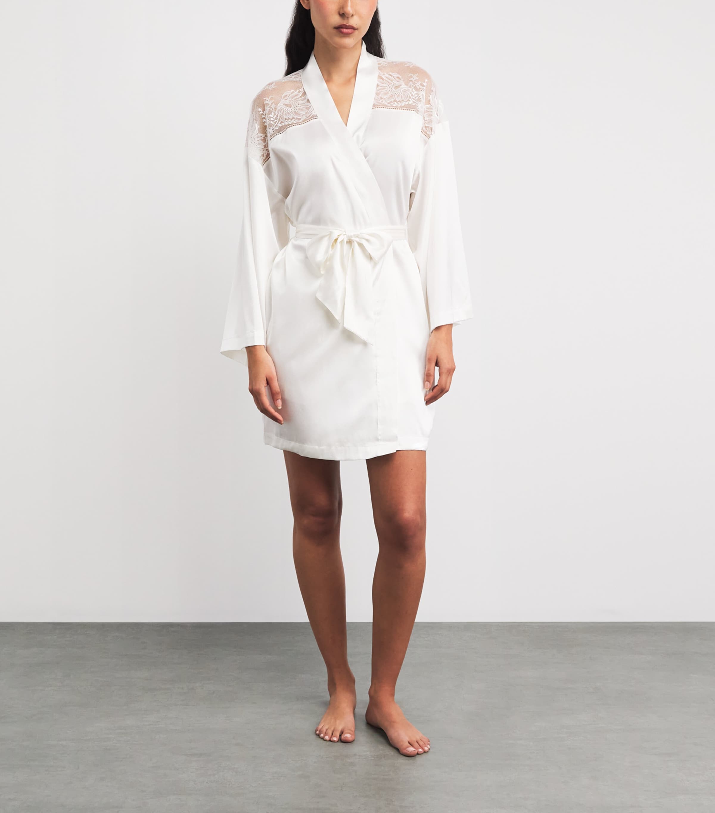 Aubade Womens Silk-Blend Midnight Whisper Robe Opale Image 2