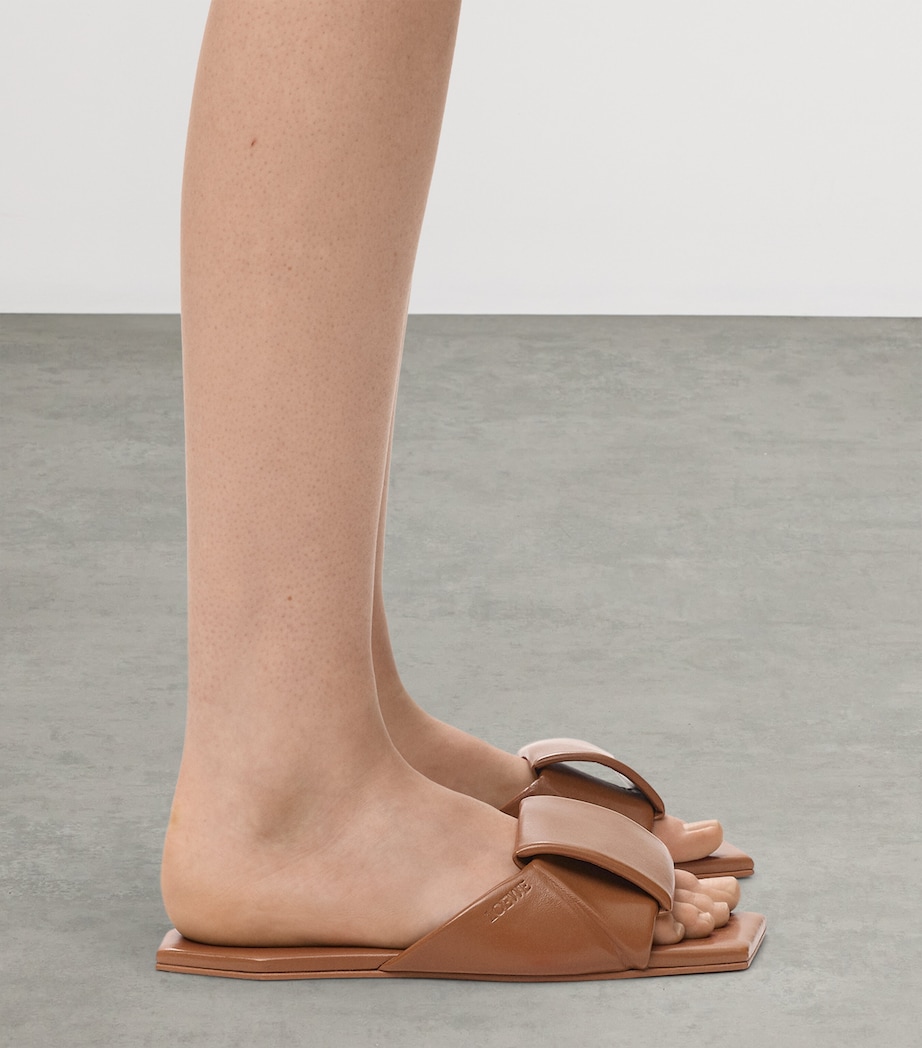 LOEWE Leather Origami Slides Mocha Image 2