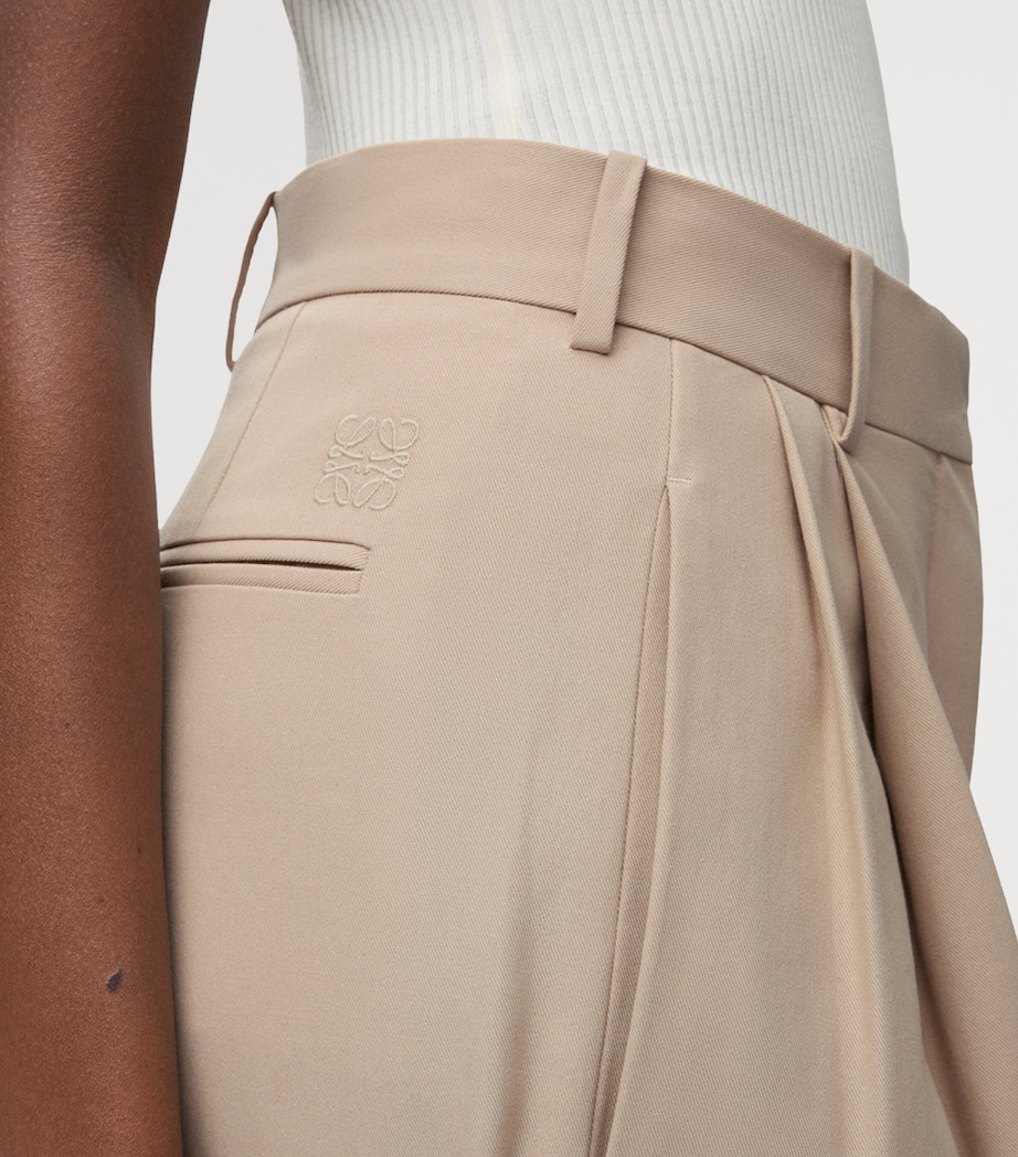 Cotton Wide-Leg Trousers BEIGE Image 5