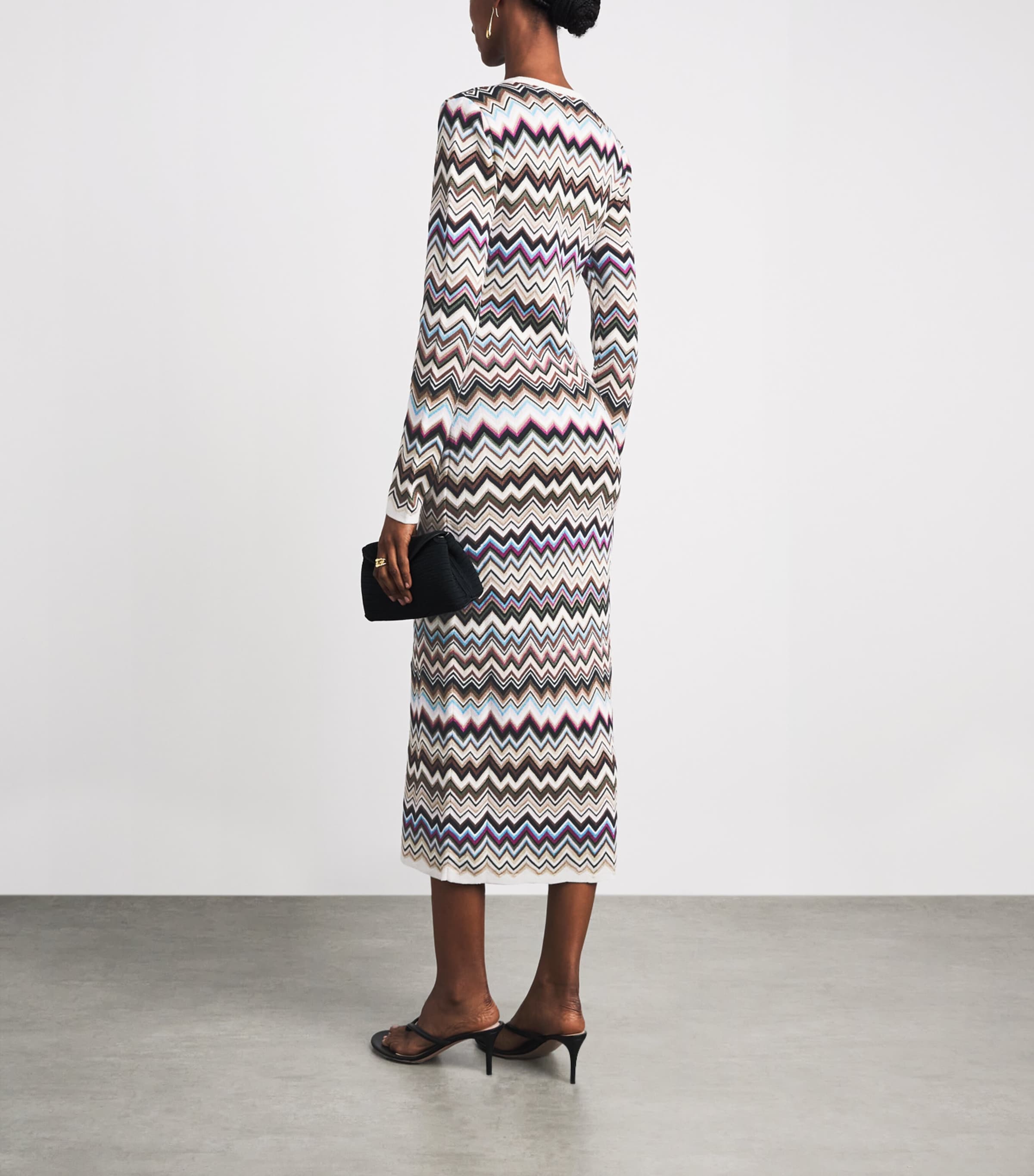 Missoni Womens Chevron Knit Midi Dress Smsplmtcl Bl,fsa,ntl Image 4