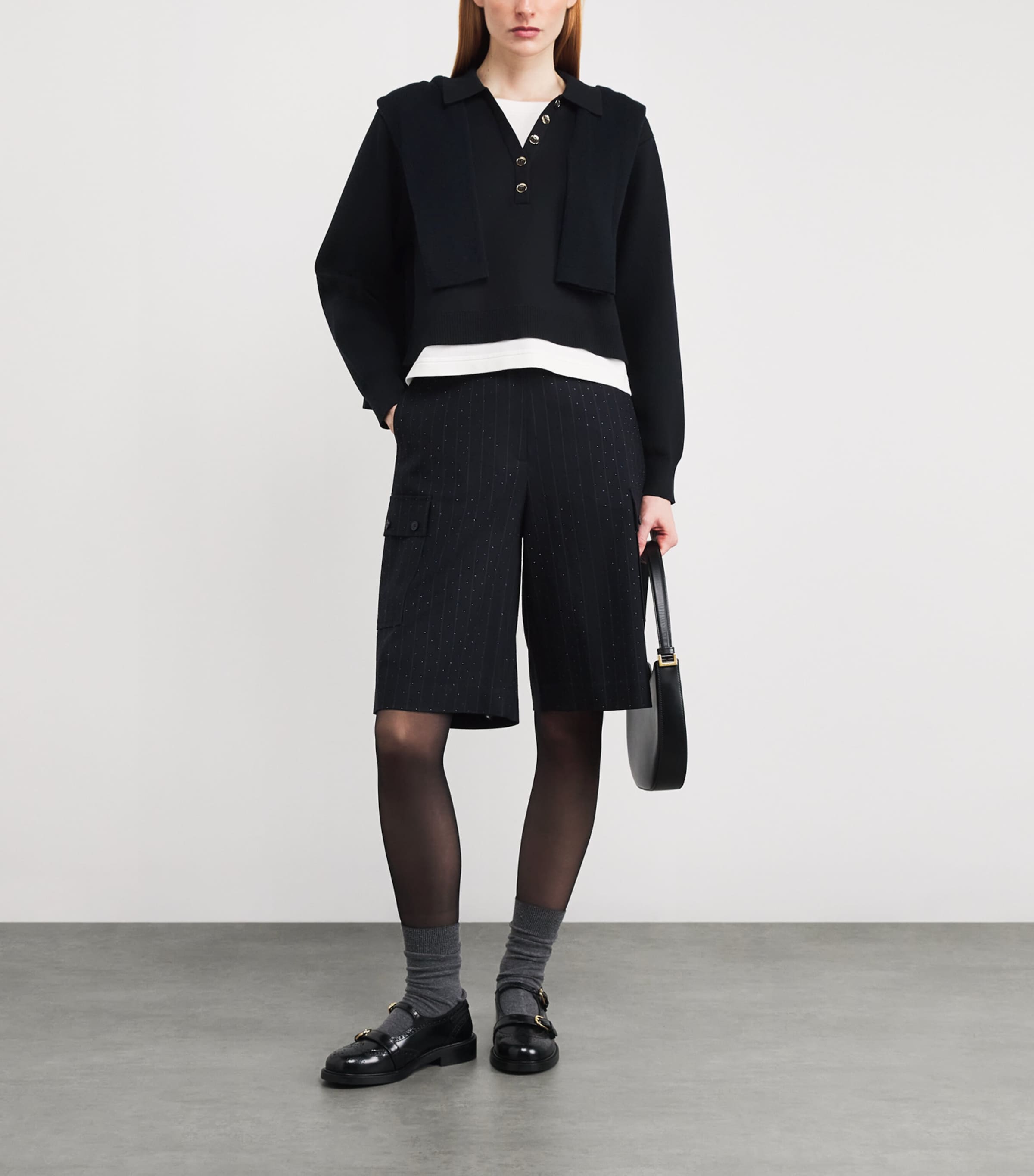 Knitted Layered Polo Shirt NAVY BLUE Image 2