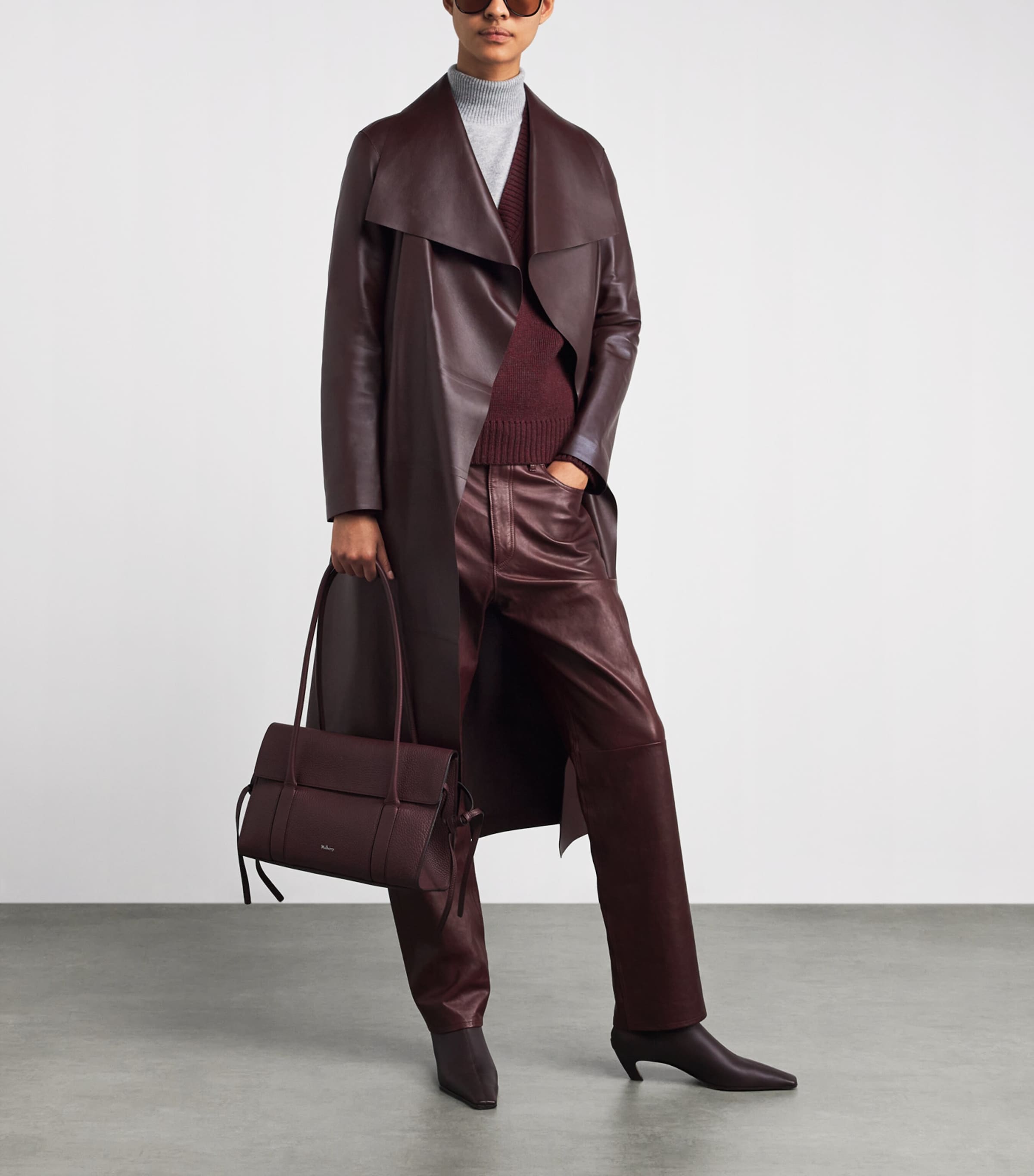 Mackage Burgundy MAI-L Leather Wrap Coat | Harrods US