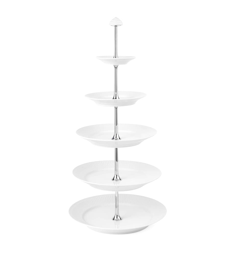 Royal Copenhagen Porcelain White Fluted 5-Layer Étagère White Image 3