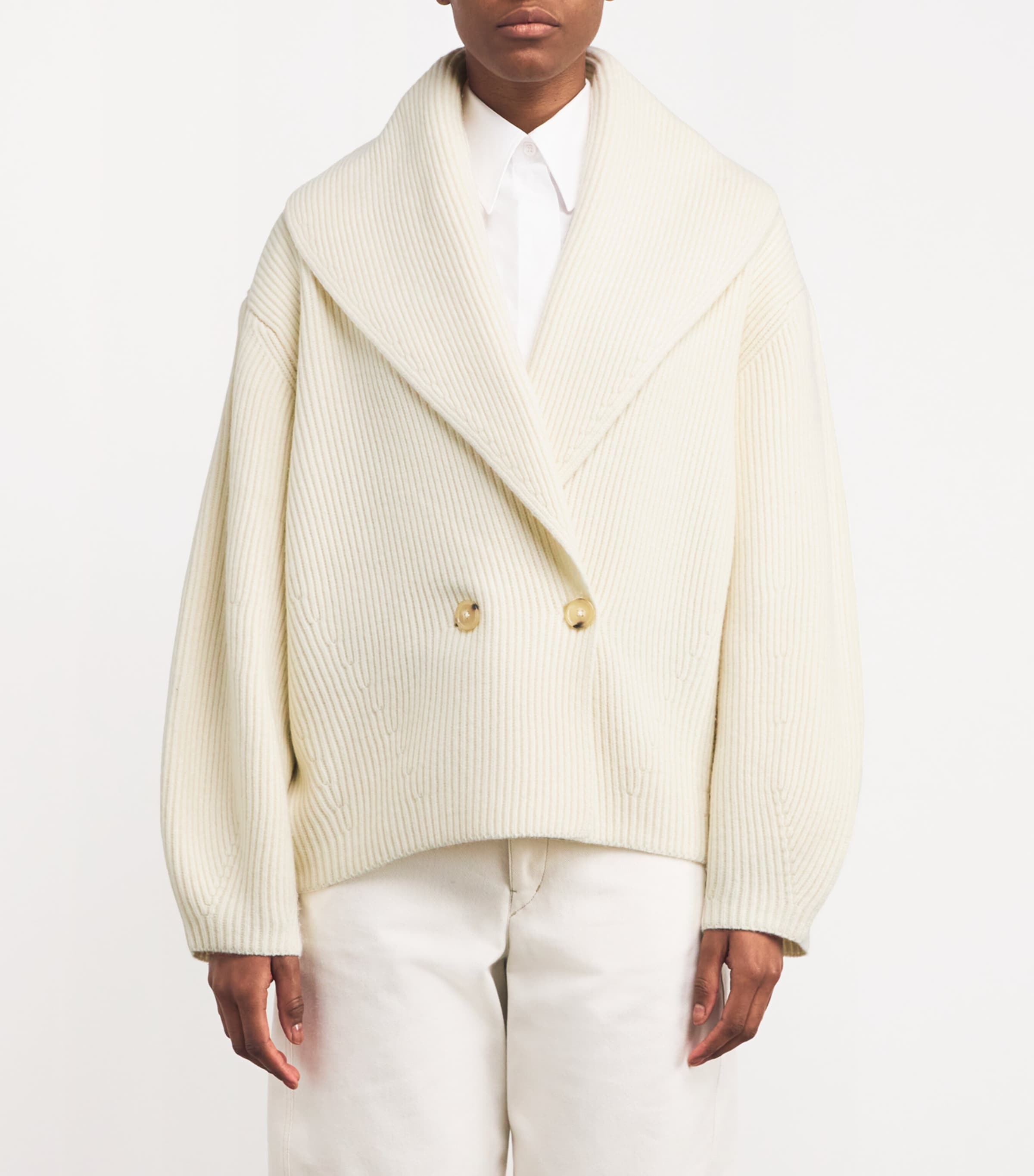 Wool-Blend Shawl Cardigan MILK 106 Image 3