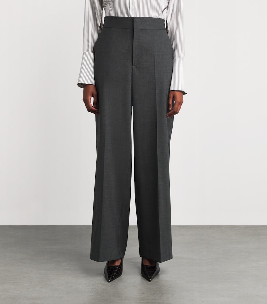 Stretch-Virgin Wool Petra Trousers 0991 - DARK GREY Image 3