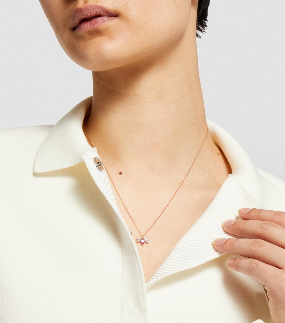 Rose Gold, Diamond and Sapphire Queen Bee Bella Necklace PINK Image 3