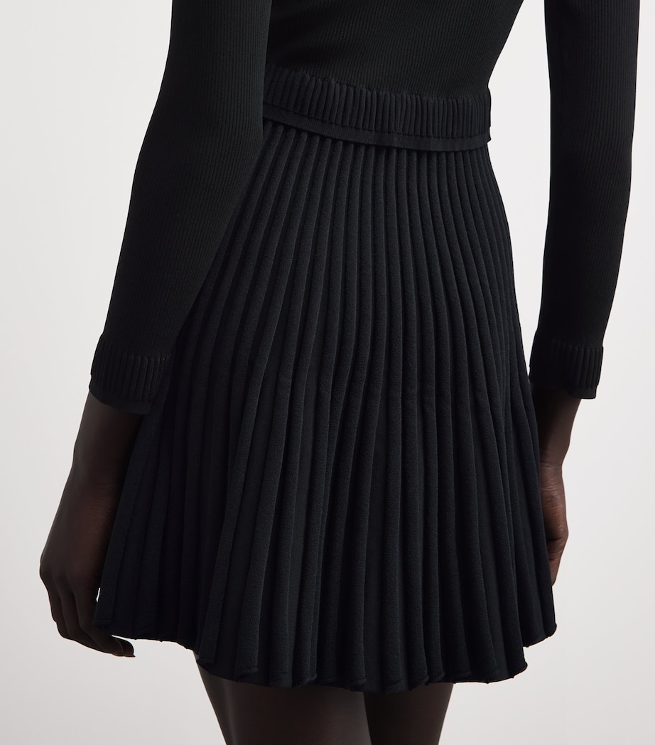 Sandro Paris Womens Pleated Knit Mini Dress Black Image 5