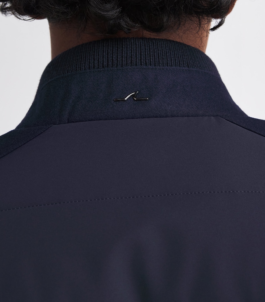 Wool Panelled Ribbed Zipped Sweater 050BLUE Image 6