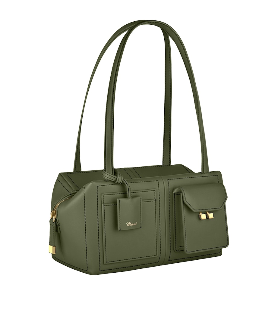 Leather Ice Cube Shoulder Bag GREEN Image 3