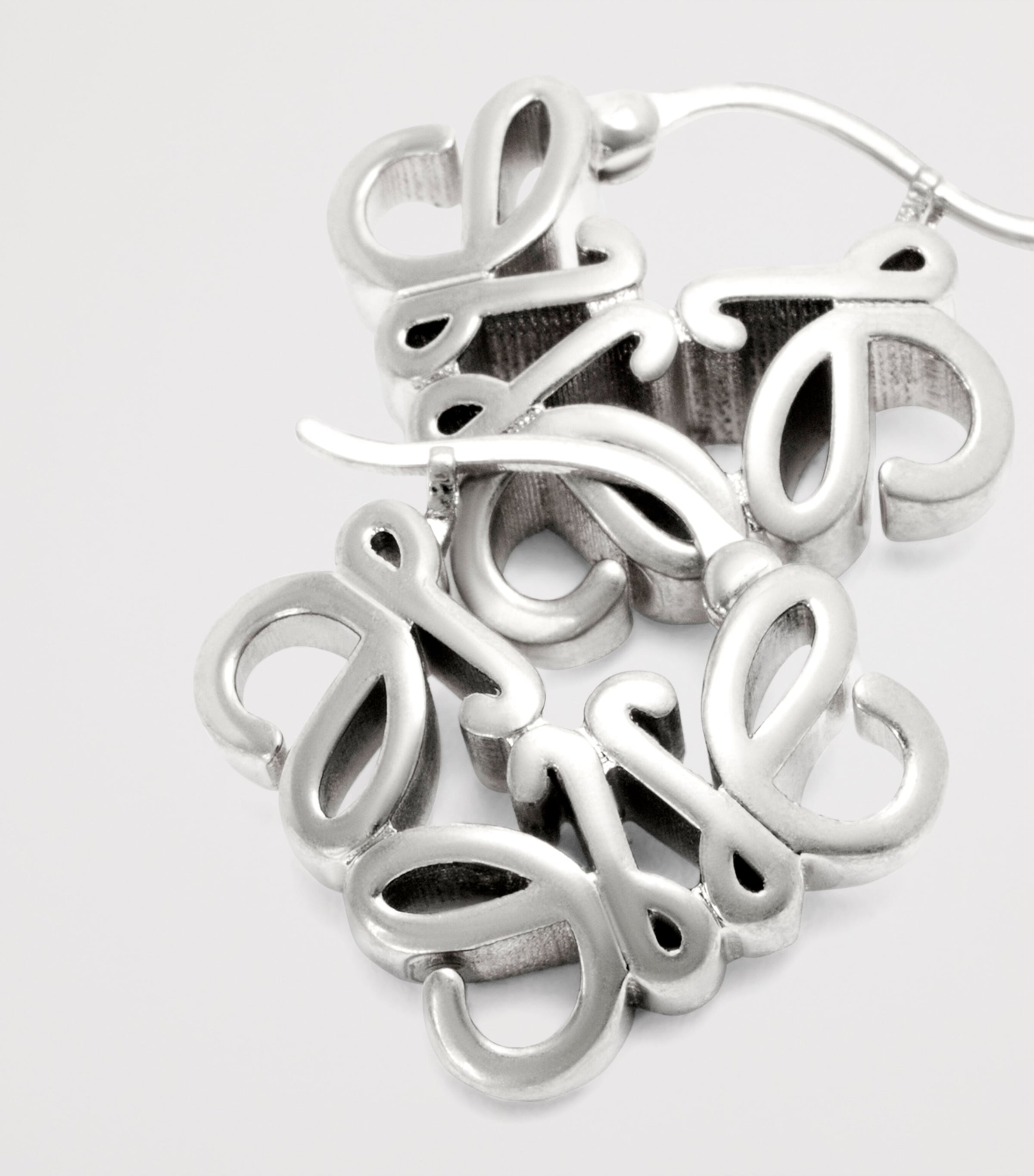 LOEWE Sterling Silver Bombé Anagram Hoop Earrings Silver Image 2