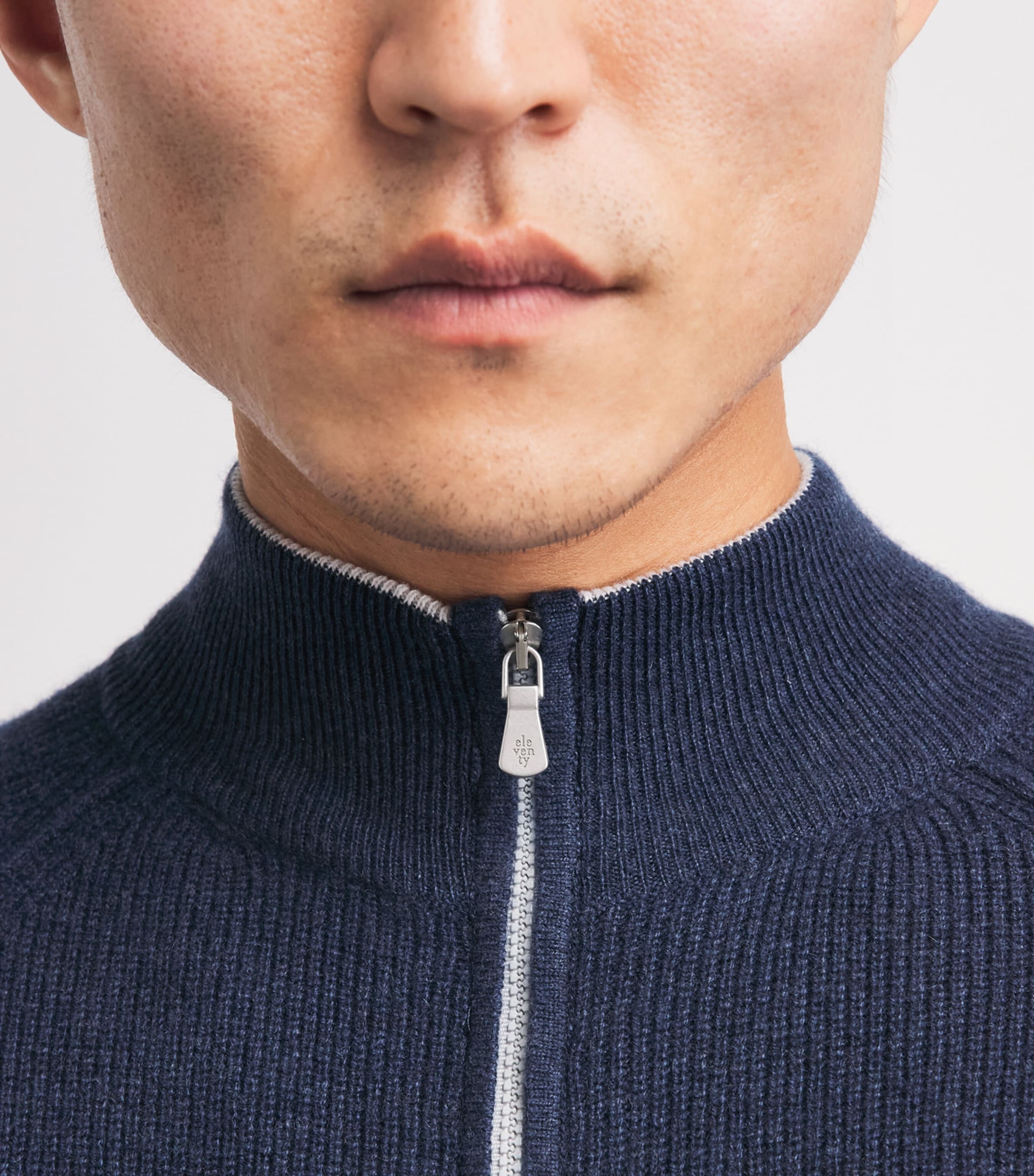 Eleventy Mens Wool Zip-Up Cardigan Blu Royal E Bianco Image 3