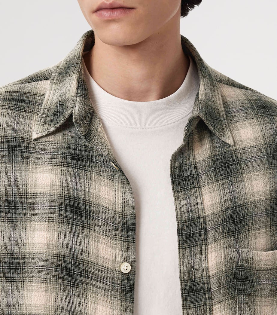 AllSaints Mens Check Lumley Shirt Pale Olive Green Image 8