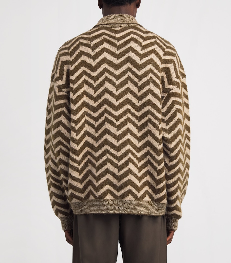 Wool-Blend Chevron Jacquard Sweater F6163 Image 4
