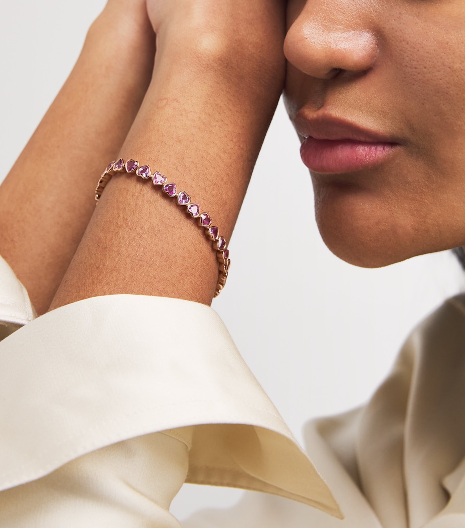 Rose Gold and Sapphire Heart Tennis Bracelet ROSE GOLD Image 2