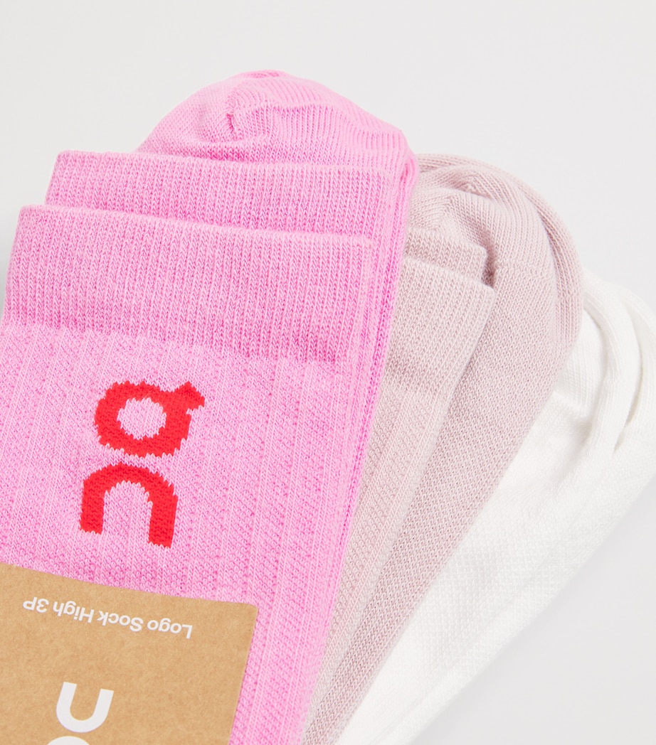 High-Cut Logo Socks (Pack of 3) MAUVE | RASPBERRY Image 2