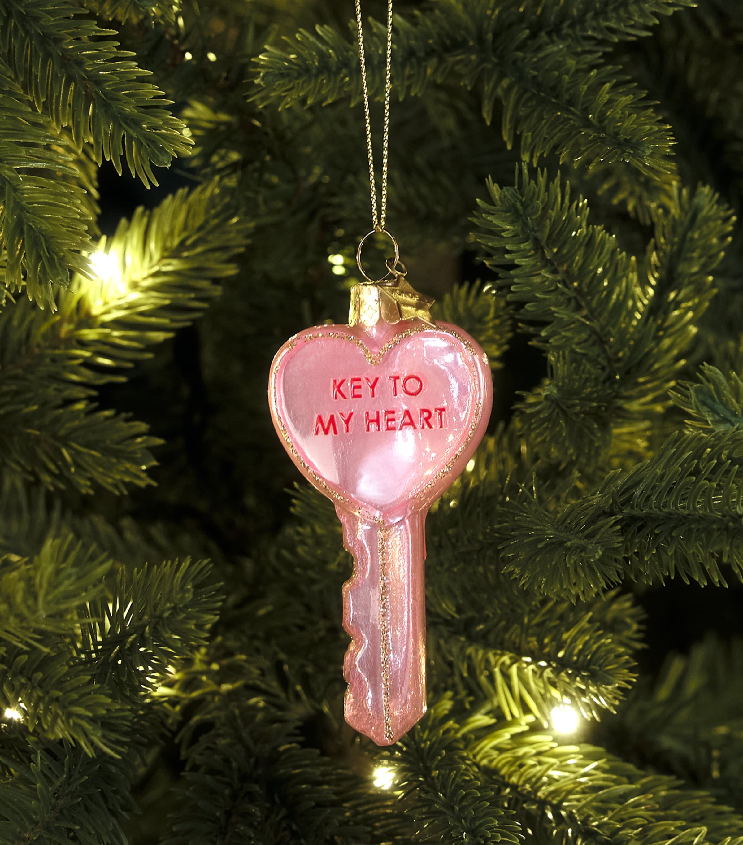 Harrods Key To My Heart Tree Decoration Pink Image 3
