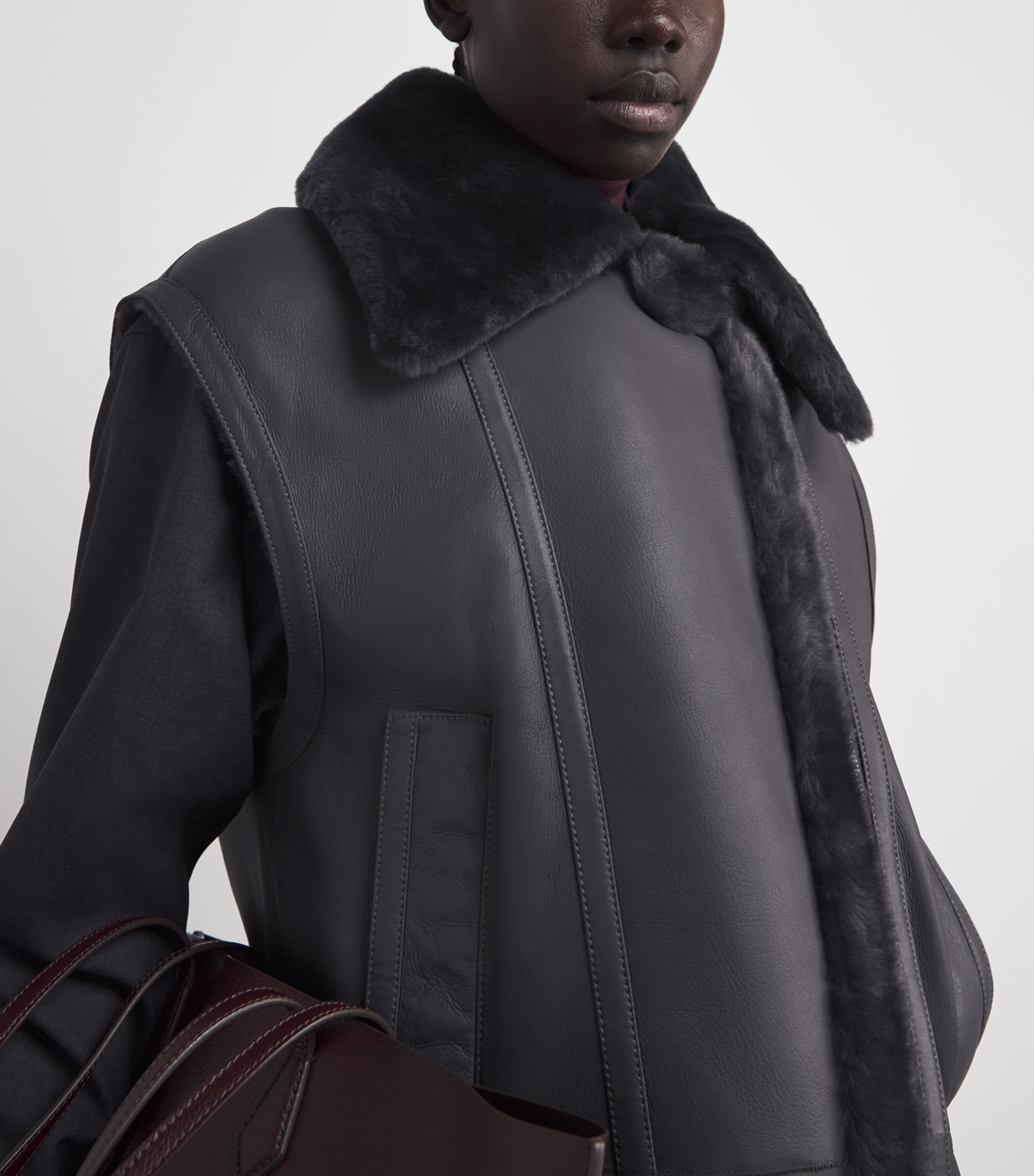 Shearling Marc Gilet SMOKE Image 6