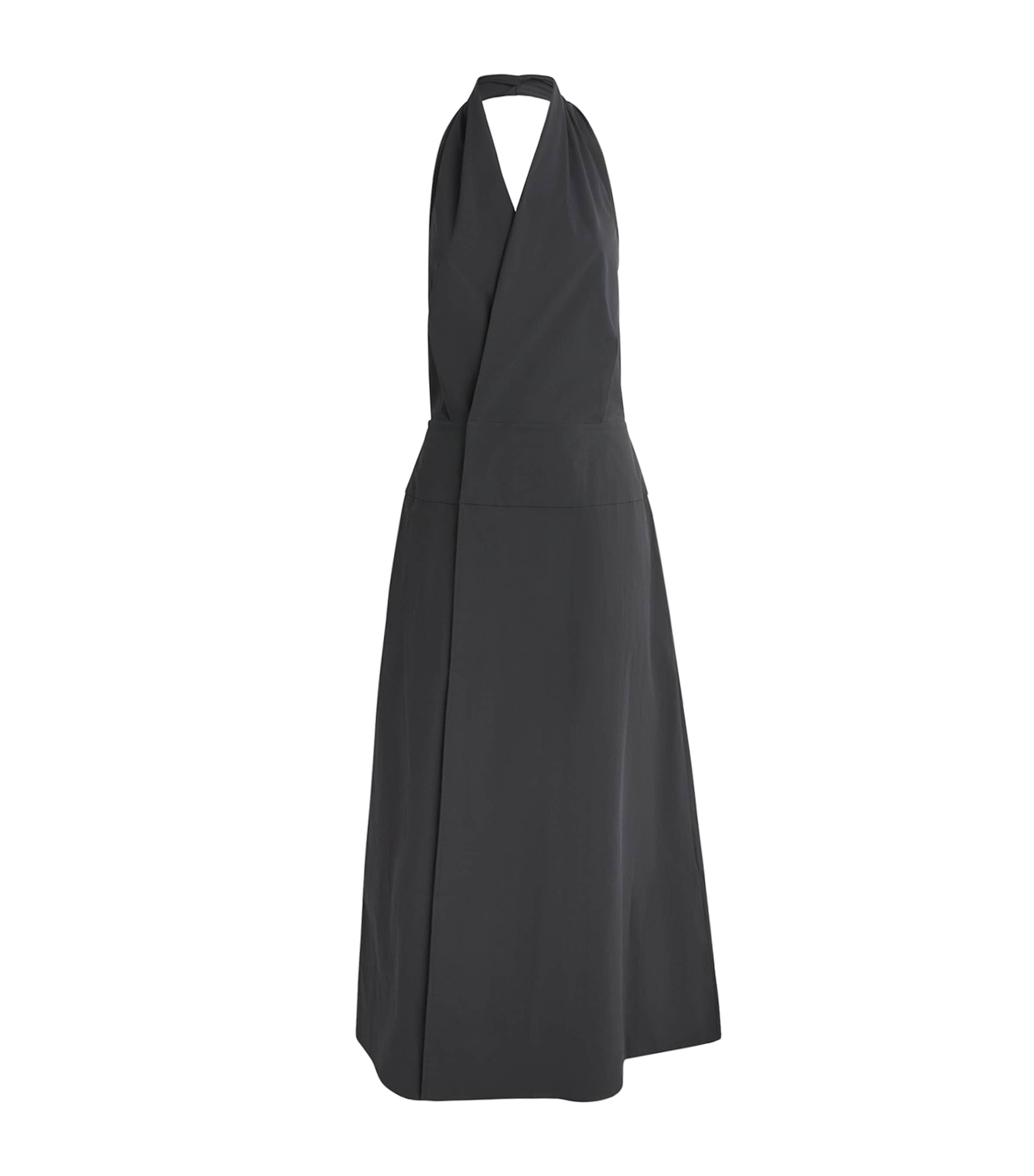 St Agni Cotton-blend Halterneck Maxi Dress In Black