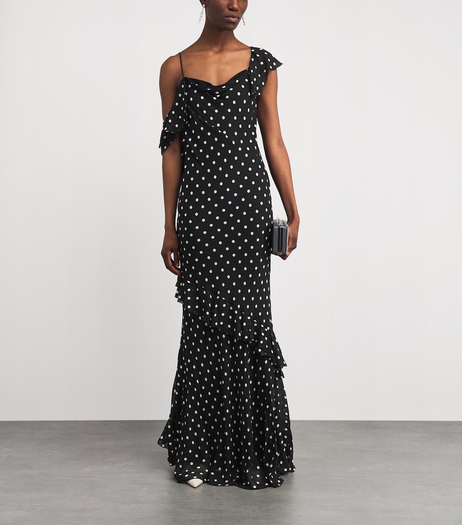 Self-Portrait Womens Polka-Dot Maxi Dress Black Image 2