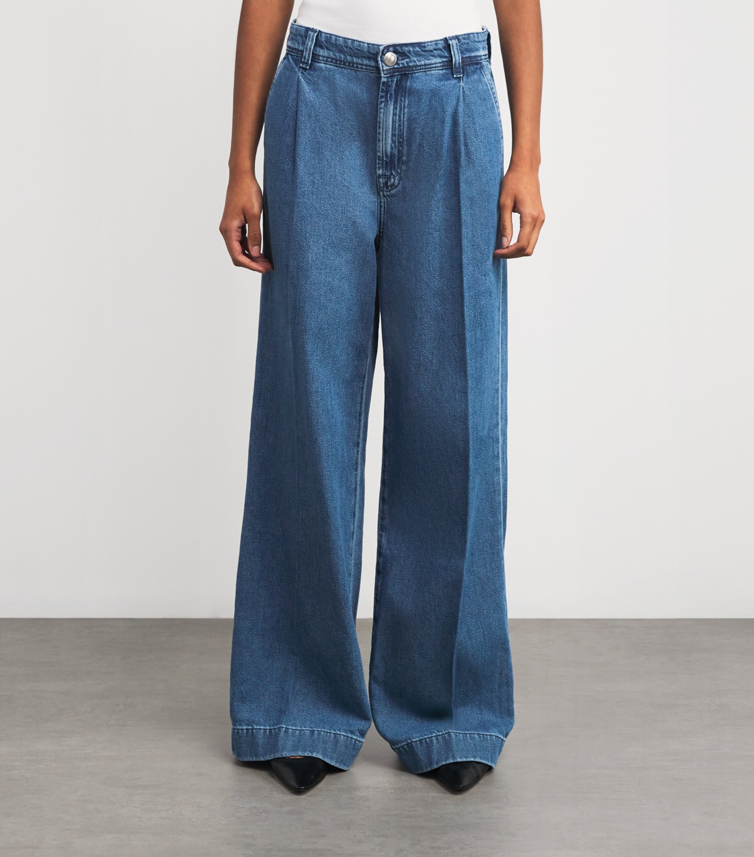 7 For All Mankind Womens Pleated Wide-Leg Jeans Hilo Image 3
