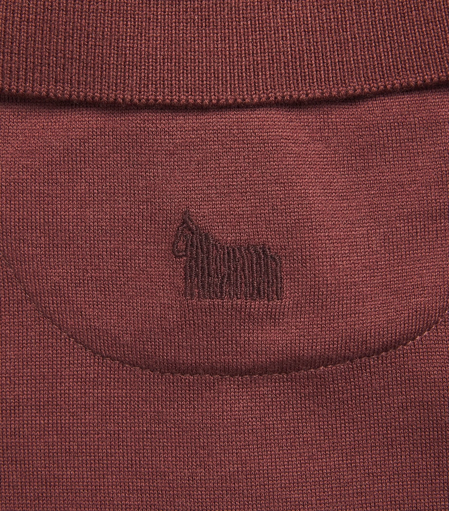 Colombo Mens Kid Wool Polo Shirt Wine Image 6