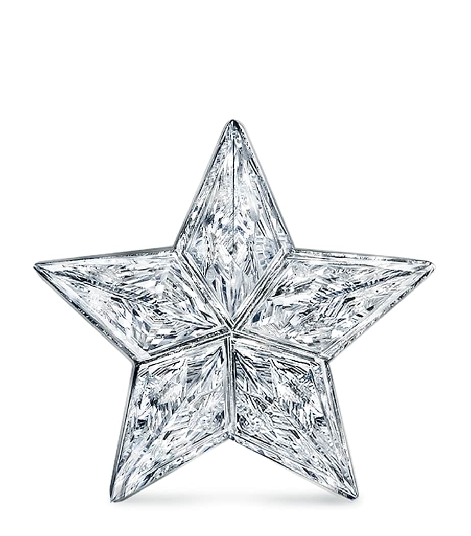 White Gold Invisible Set Diamond Star Threaded Stud Earring (7mm) WHITE GOLD Image 3