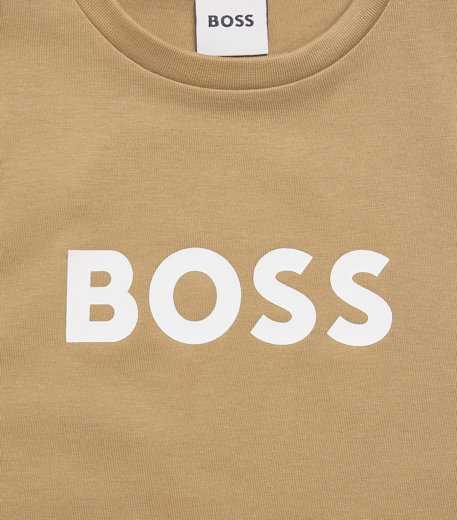 BOSS Kidswear Cotton Logo T-Shirt (4-16 Years) Stone Image 3