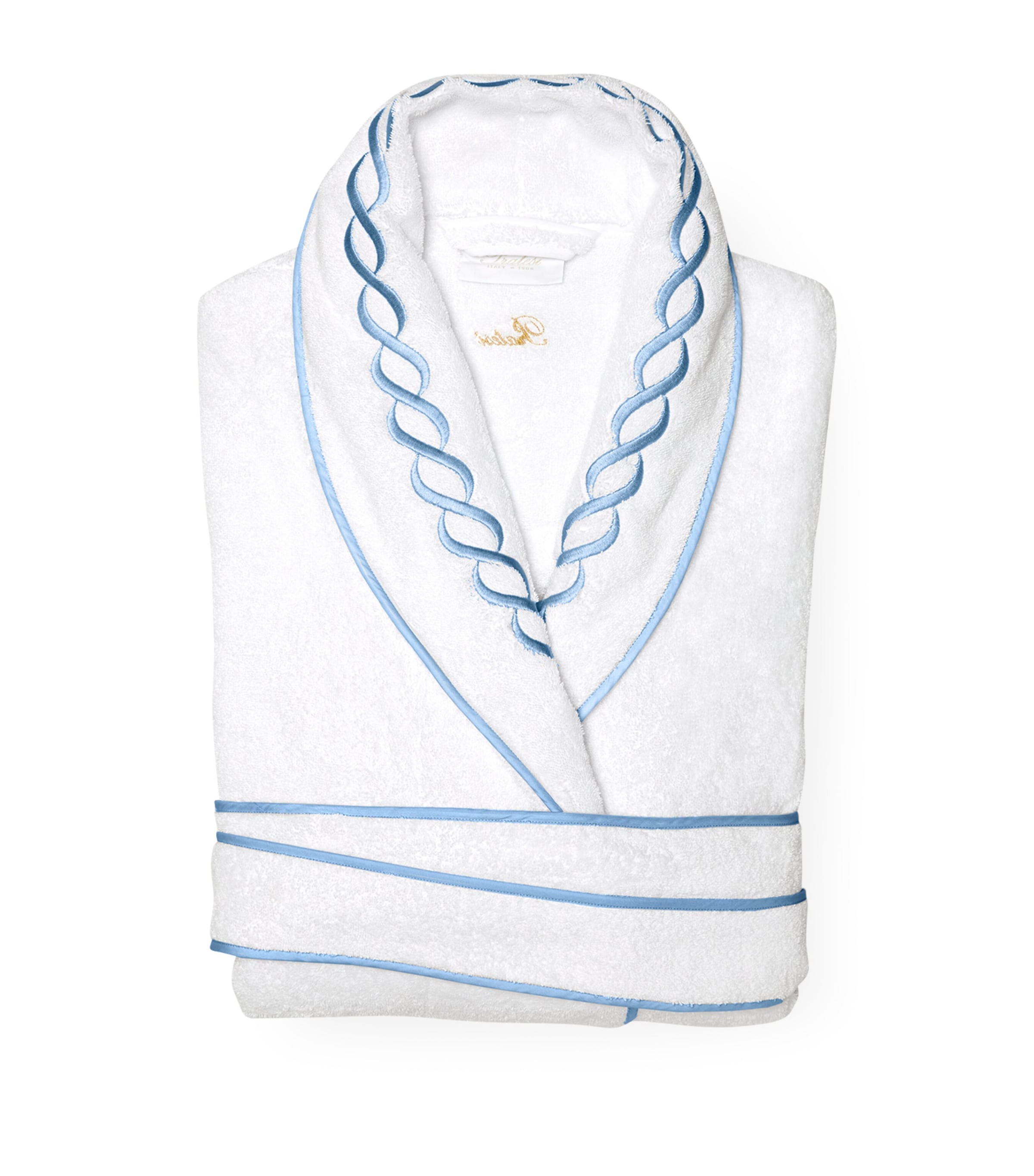 Cotton Treccia Bathrobe (Large) WHT/MEDIUM BLUE Image 1