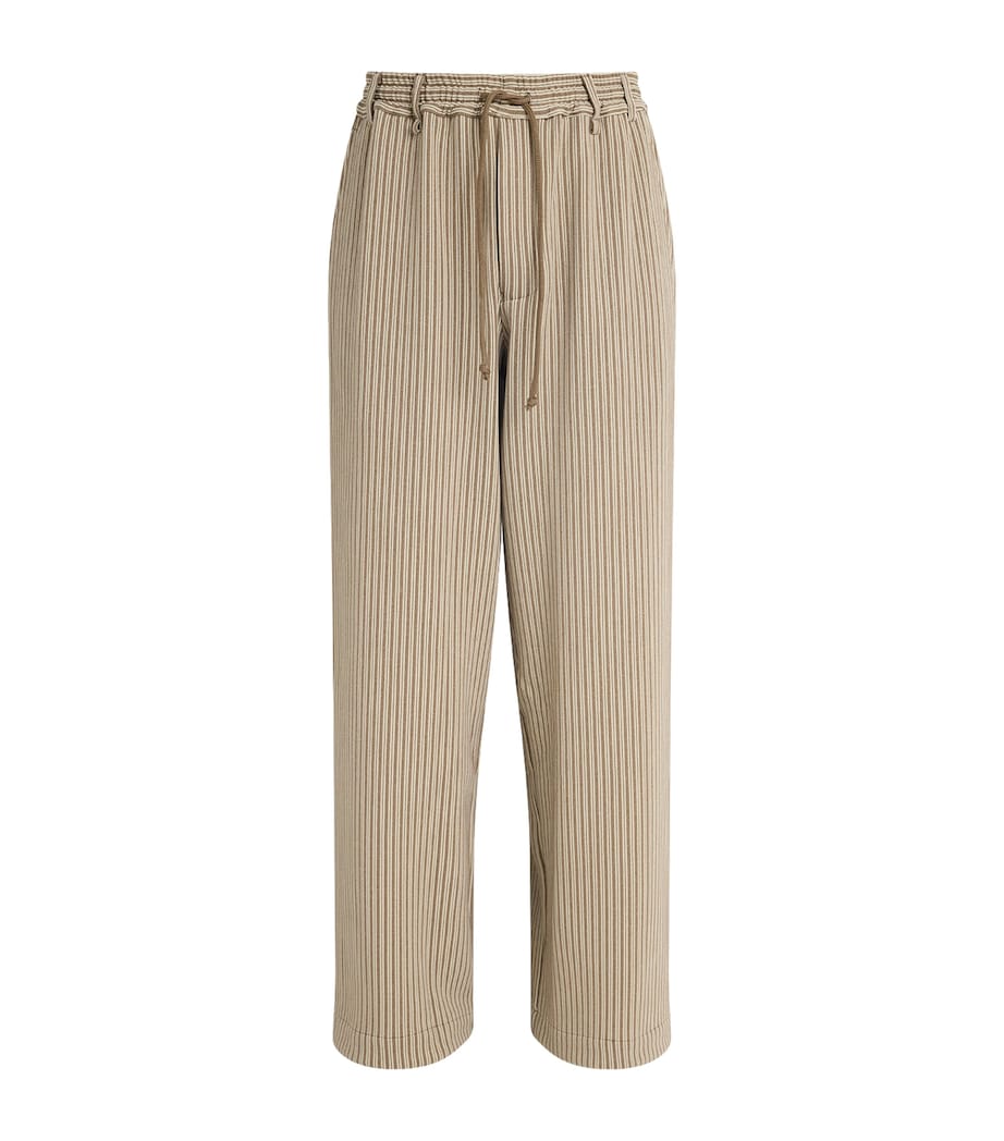 Song For The Mute Mens Jersey Stripe Lounge Wide-Leg Trousers Beige Image 1