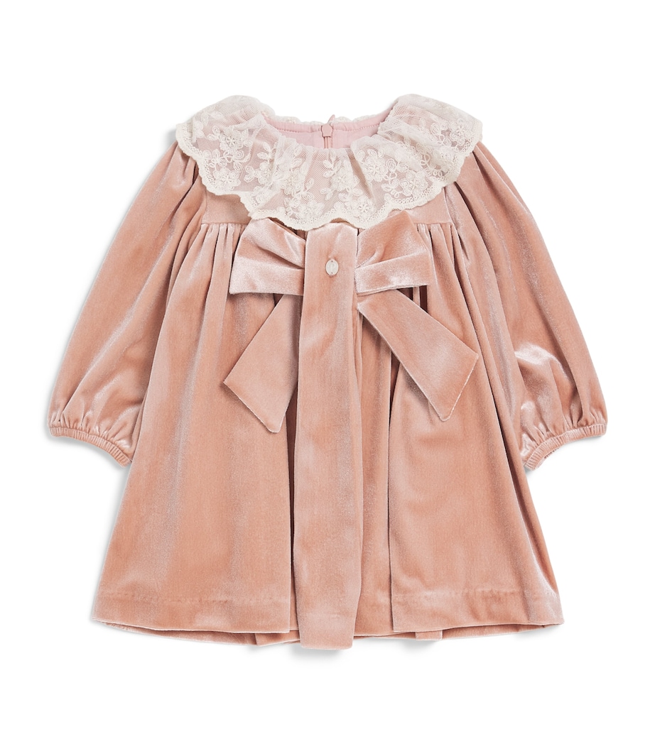 Patachou Velvet Bow Dress (6 Months-4 Years) Pink Image 1