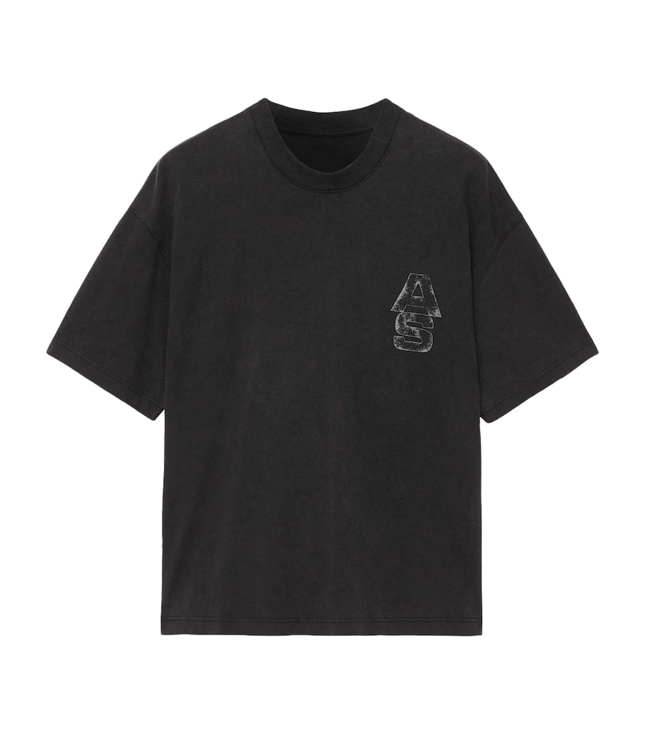 AllSaints Mens Organic Cotton Roller T-Shirt Washed Black Image 1