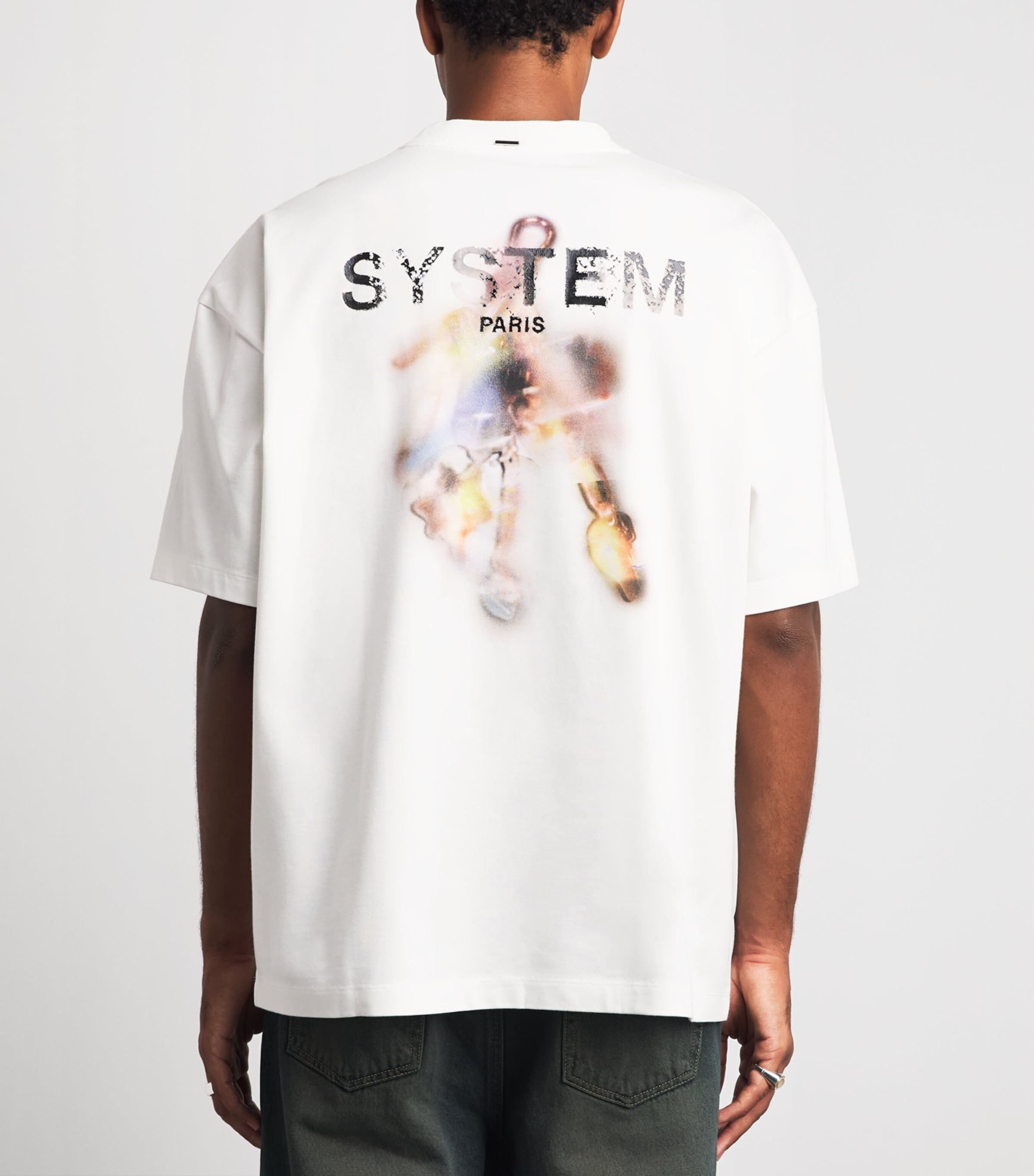System Mens Cotton Logo T-Shirt Off White Image 5