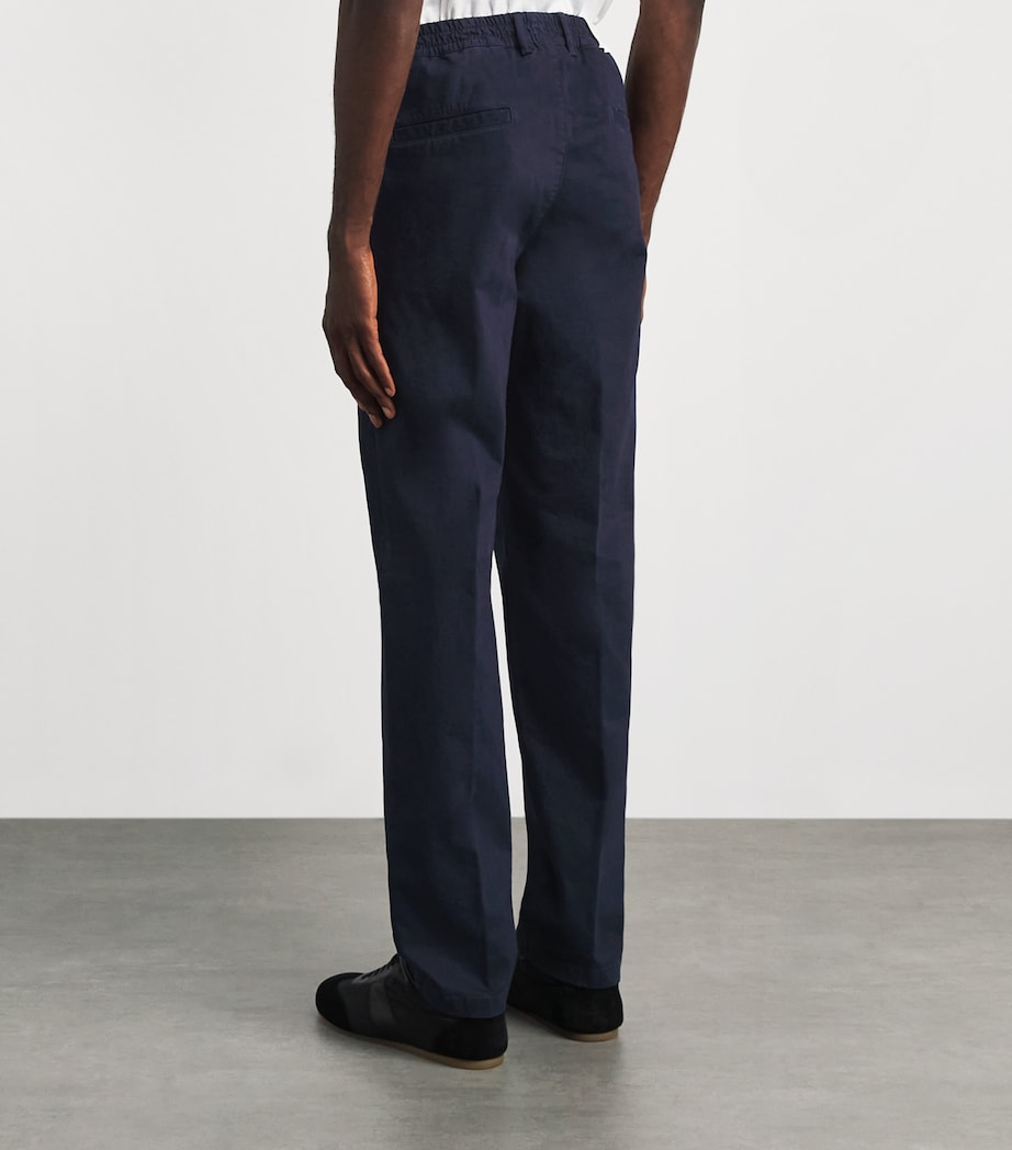 Eleventy Mens Stretch-Cotton Pleated Straight Trousers Blu Image 5